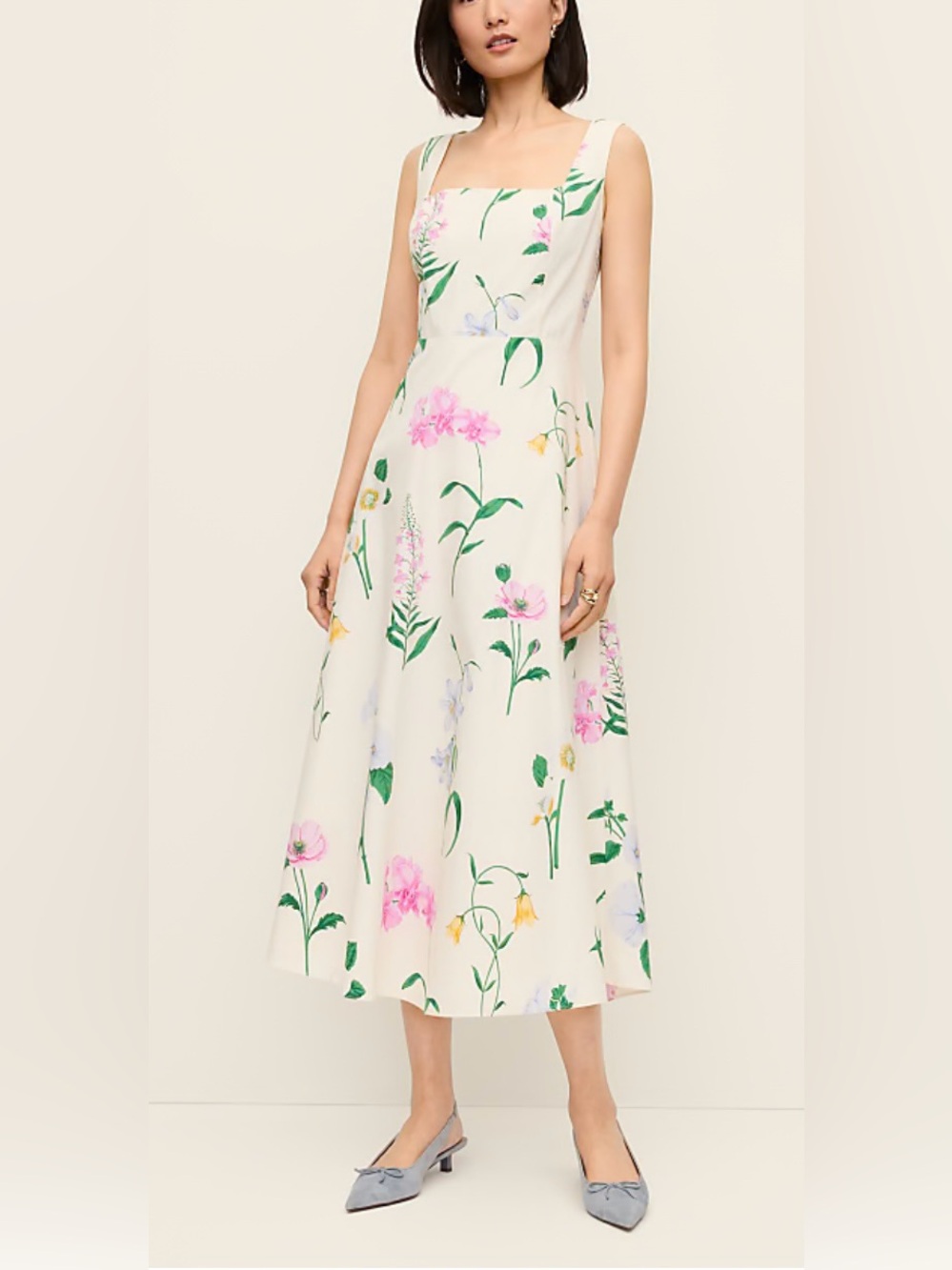 Ann Taylor Floral Flare Midi Dress